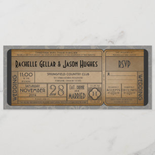 Invitación de entrada de boda vintage con RSVP II 