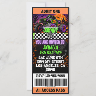 Invitación de Entrada de Camión Monstruo con Tema