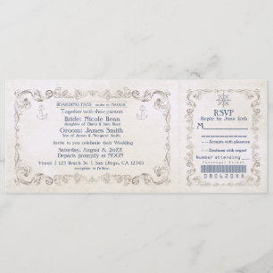 Invitación de Entrada de Crucero Vintage para Boda