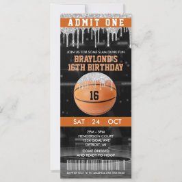 Invitación de Entrada de Cumpleaños de Baloncesto 