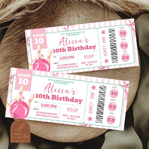 Invitación de Entrada de Cumpleaños de Bowling con