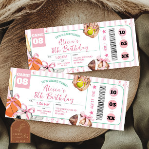 Invitación de Entrada de Cumpleaños de Deportes co