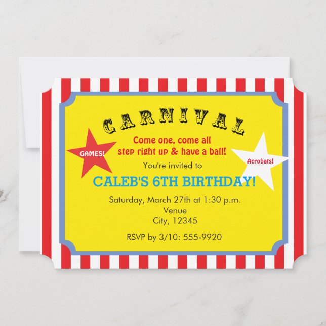 Invitación de Entrada de Fiesta de Cumpleaños con  (Anverso)