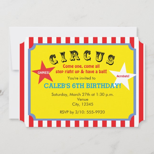 Invitación de Entrada de Fiesta de Cumpleaños de R (Anverso)