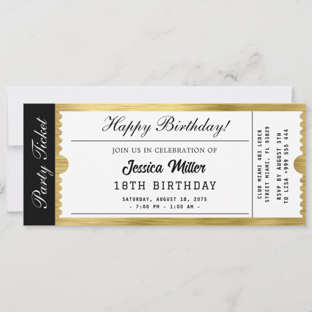 Invitación de Entrada de Fiesta Dorada (Anverso)