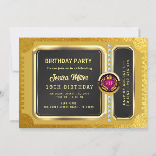 Invitación de Entrada de Fiesta Dorada