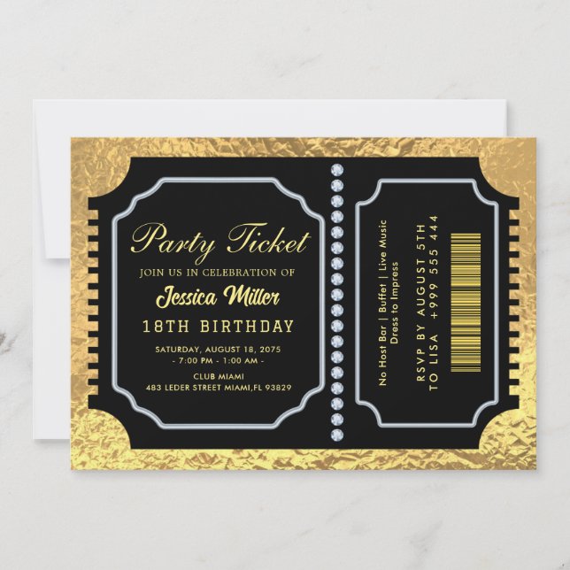 Invitación de Entrada de Fiesta Dorada (Anverso)