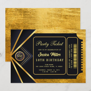 Invitación de Entrada de Fiesta Dorada