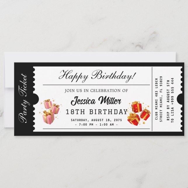 Invitación de Entrada de Fiesta Dorada (Anverso)