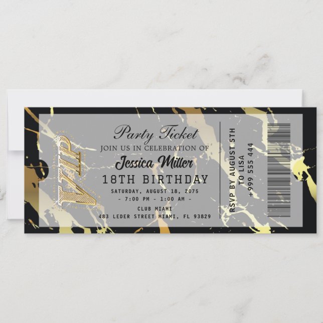 Invitación de Entrada de Fiesta Dorada (Anverso)