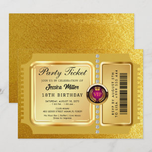 Invitación de Entrada de Fiesta Dorada