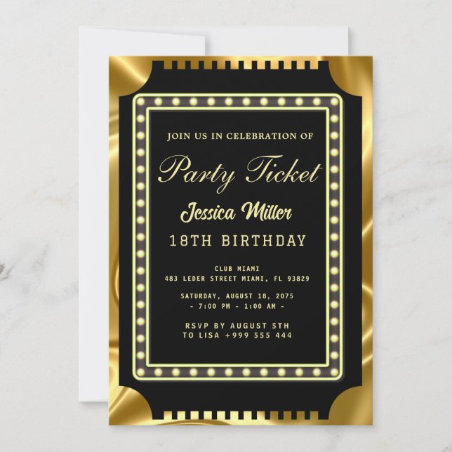 Invitación de Entrada de Fiesta Dorada (Anverso)