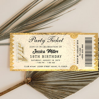 Invitación de Entrada de Fiesta Dorada