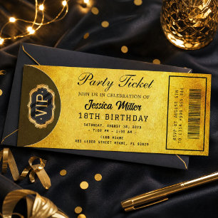 Invitación de Entrada de Fiesta Dorada