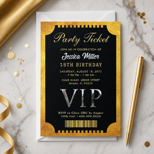 Invitación de Entrada de Fiesta Dorada