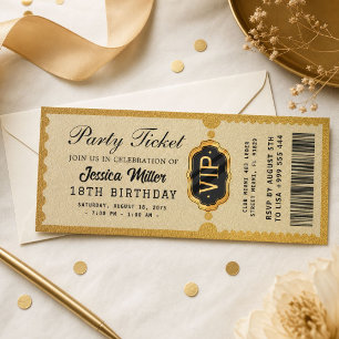 Invitación de Entrada de Fiesta Dorada