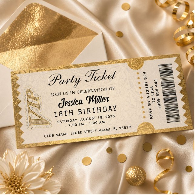 Invitación de Entrada de Fiesta Dorada (Subido por el creador)