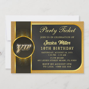 Invitación de Entrada de Fiesta Dorada