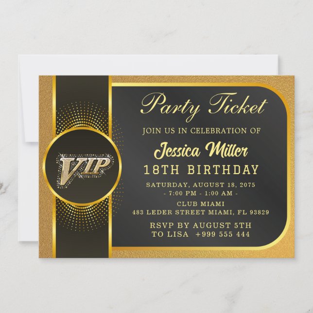Invitación de Entrada de Fiesta Dorada (Anverso)