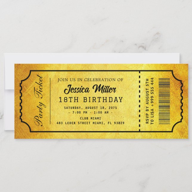 Invitación de Entrada de Fiesta Dorada (Anverso)