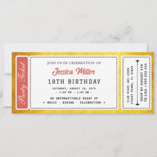Invitación de Entrada de Fiesta Dorada