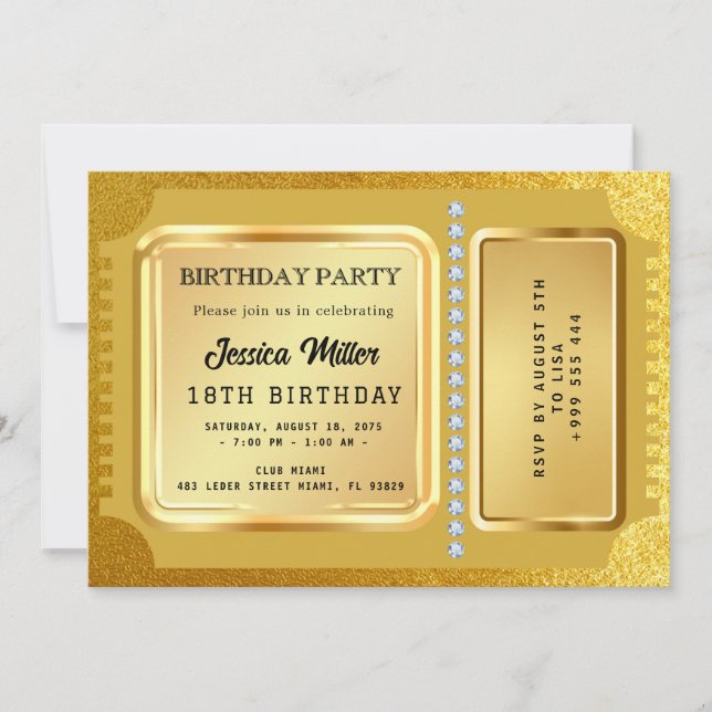 Invitación de Entrada de Fiesta Dorada (Anverso)