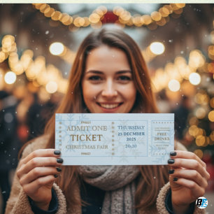 Invitación de Entrada de Navidad Simple Azul y Dor