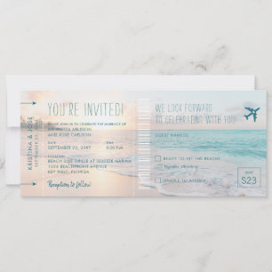 Invitación de Entrada para Boda en la Playa al Ata