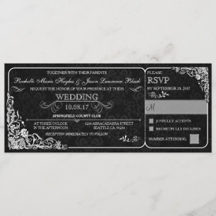 Invitación de entrada para boda victoriana con RSV