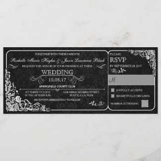 Invitación de entrada para boda victoriana con RSV