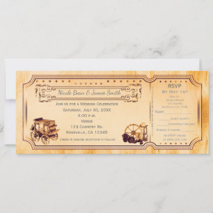 Invitación de entrada para boda vintage occidental
