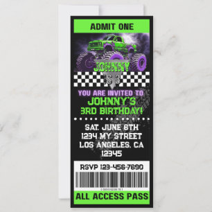 Invitación de Entrada para Camión Monstruo