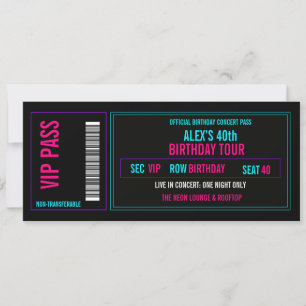 Invitación de entrada para concierto de cumpleaños