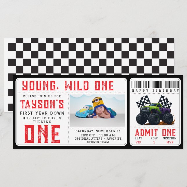 Invitación de entrada para el 1er cumpleaños de Mo (Anverso / Reverso)