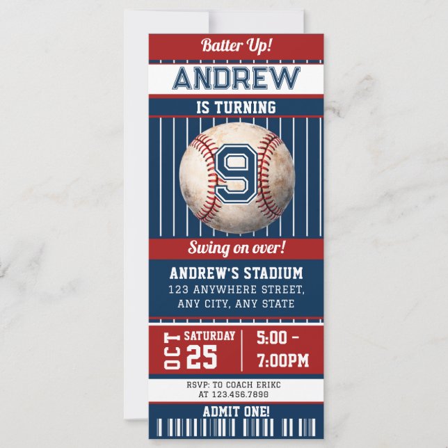 Invitación de Entrada para Fiesta de Cumpleaños de (Anverso)