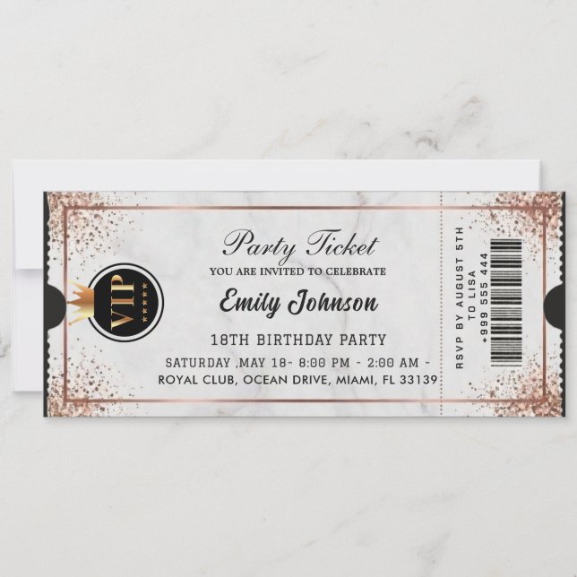 Invitación de Entrada para Fiesta de Cumpleaños VI (Anverso)