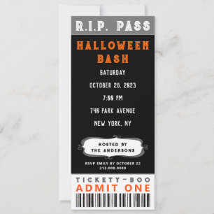 Invitación de Entrada para Fiesta de Halloween