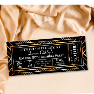 Invitación de Entrada para Fiesta de la Roaring 20
