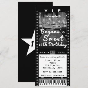 Invitación de entrada para fiesta de negro y blanc