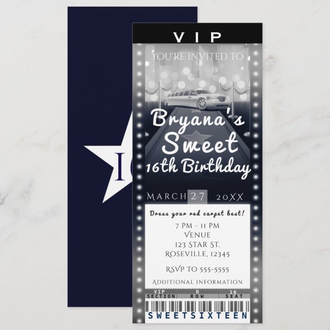 Invitación de entrada para la fiesta VIP nocturna  (Anverso / Reverso)