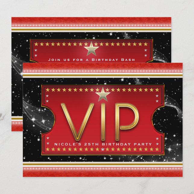 Invitación de entrada VIP de Black Red Gold & Silv (Anverso / Reverso)
