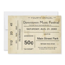 Invitación de entradas de entretenimiento de época