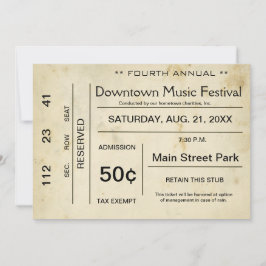 Invitación de entradas de entretenimiento de época