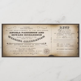 Invitación de entradas de época boda con diseño RS