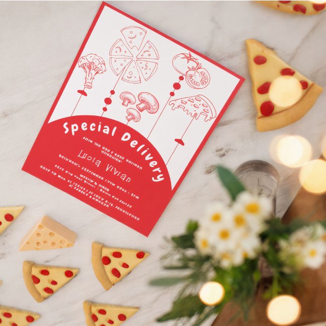 Invitación de entrega especial de pizza para baby  (Subido por el creador)