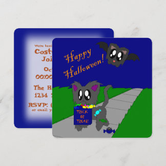 Invitación de escena de Halloween de animalito ado