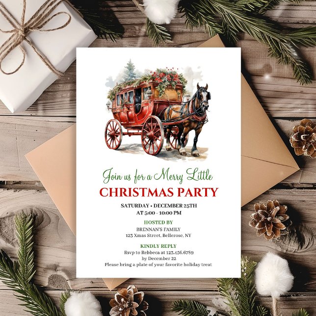Invitación de escena de vacaciones con acuarela mi (Minimal watercolor holiday scene invitation)