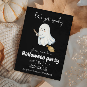 Invitación de Escoba de Fantasma Lindo y Espeluzna