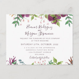 Invitación de escritura floral boda de Borgoña