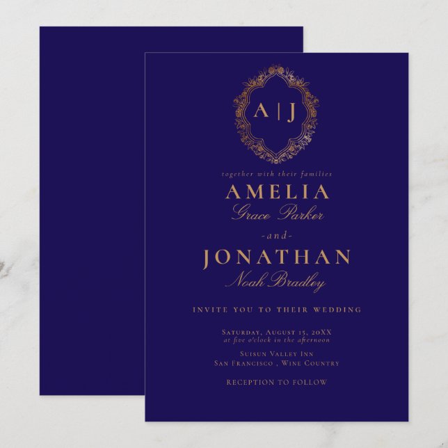 Invitación de Escudo Boda de Victoria (Anverso / Reverso)